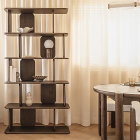 Regál Fonticelle zaoblený, masívne dubové drevo, dyha, espresso