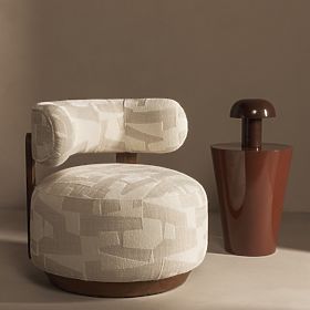 Relaxačné kreslo Dolce, oblé tvary, béžová/krémová, orech, lectus