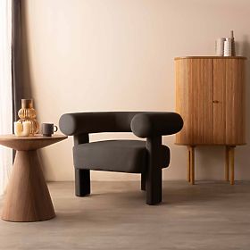 Relaxačné kreslo Hella hnedé, zamatové, zaoblené