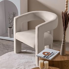 Relaxačné kreslo Lory, svetlo béžové, zamatové