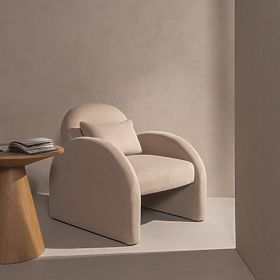 Relaxačné kreslo Rainbow svetlo béžové, zamatové, zaoblené