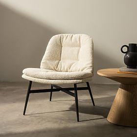 Relaxačné kreslo Ravena béžové, boucle/čierne nohy