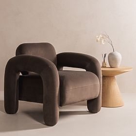 Relaxačné kreslo Vico, hnedé, zamatové