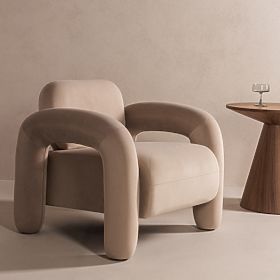 Relaxačné kreslo Vico, svetlo béžové, zamatové