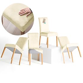 RESTILO poťah na stoličky SENTO farba krémová hladký klasický štýl