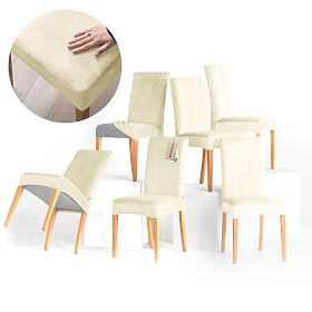 RESTILO poťah na stoličky SENTO farba krémová hladký klasický štýl