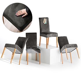 RESTILO poťah na stoličky SENTO farba oceľová hladký klasický štýl