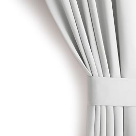 RESTILO záves BLACKOUT farba biela, šerpa na uchytenie, klasický štýl, strieborné priechodky, materi