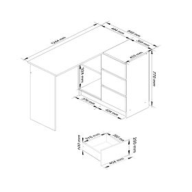 ROHOVÝ PÍSACÍ STÔL B16 CLP PRAVÝ PK SONOMA
