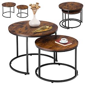 Sada dvoch loftových stolíkov Galen Small Rustic