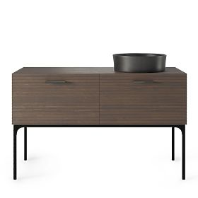 Sada skrinky s umývadlom La Purete 120 cm, drážkovaná, orech/čierna