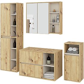 SADA ZÁVESNÉHO KÚPEĽŇOVÉHO NÁBYTKU S OTVORMI VAMI DUB ARTISAN / KAŠMÍR