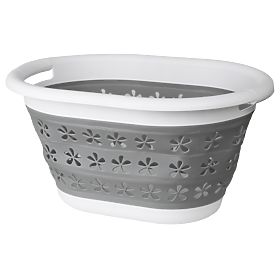 Skladacia oválna misa 50 x 37 cm bielo-sivá OVAL COMPACT 25L
