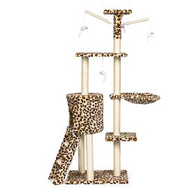 Škrabadlo pre mačky domček strom pelech 138 cm XL Leopardí vzor