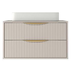 Skrinka pod umývadlo na dosku Avila 2.0, 80 cm, ryhovaná, zlaté úchyty, kašmír