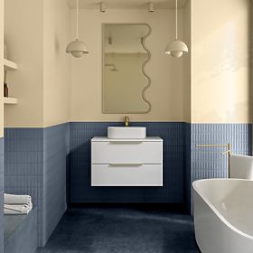 Skrinka pod umývadlo na dosku Tidea 80 cm, biela, zlaté úchyty