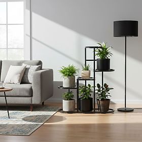 Stojan na kvety, 5 úrovní, čierny, ModernHome