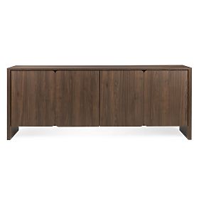 Štvordverová komoda Moku orech villa, zaoblené čelné plochy