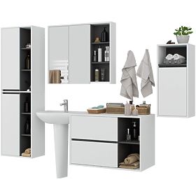 SÚPRAVA ZÁVESNÉHO KÚPEĽŇOVÉHO NÁBYTKU VAMI BIELA / GRAFITOVO ŠEDÁ