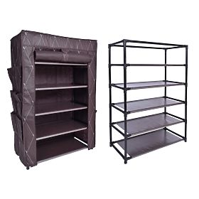 Textilná skrinka na obuv Vitto - hnedá