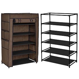 Textilná skrinka na topánky Mona tmavo hnedá