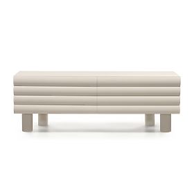 TV skrinka Anatra, ryhovaná, béžová, oblé tvary