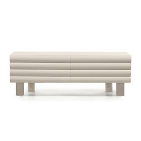 TV skrinka Anatra, ryhovaná, béžová, oblé tvary