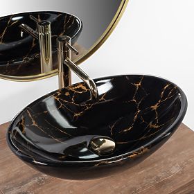Umývadlo na dosku REA Pamela Black Marble Shiny, Rea