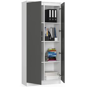 UZAVRETÁ KNIŽNICA R80 2D 8P CLP BIELA / ŠEDÁ