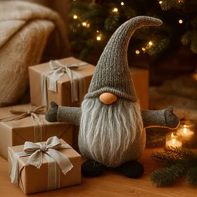 Vianočný škriatok 35 cm YX045 ŠEDÝ, Tutumi