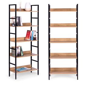 Vysoký loftový regál 5 políc kov MDF ModernHome, MODERNHOME
