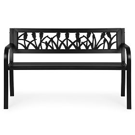 Záhradná lavička s dekoratívnym operadlom 120x50 cm kovová parková čierna MultiGarden, MultiGarden