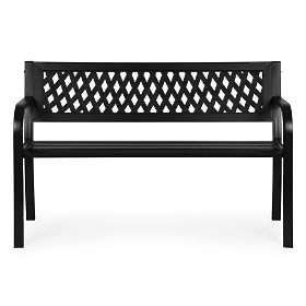 Záhradná lavička s mriežkovým operadlom 120x50 cm kovová parková čierna MultiGarden