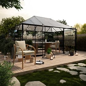 Záhradná oranžéria EcoGlass Gazebo Standard so základom 12 m² tvrdené sklo 4 mm, polykarbonát 6 mm