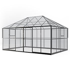 Záhradná oranžéria ProGlass Gazebo Standard so základom 12 m² tvrdené sklo 4 mm, hliník, čierna