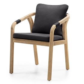 Záhradná stolička Castello s výpletom, akáciové drevo FSC, teakový vzhľad, tmavosivá