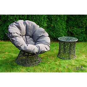 Záhradné lehátko z technoratanu + stolík TWIST sivý