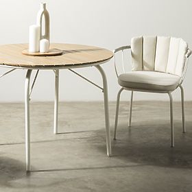 Záhradný stôl Fioli okrúhly 100 cm, akáciové drevo FSC, biely, lectus