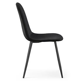 Zamatová čalúnená stolička prešívaná Čierna LUMO Čierne nohy