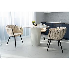 Zamatová pletená stolička ASTON VELVET béžová