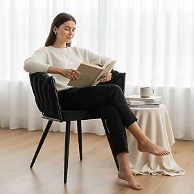 Zamatová pletená stolička ASTON VELVET čierna