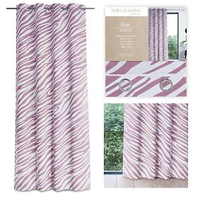 Záves FUN ružová farba s potlačou zvieracieho motívu tropický štýl strieborné kovové priechodky