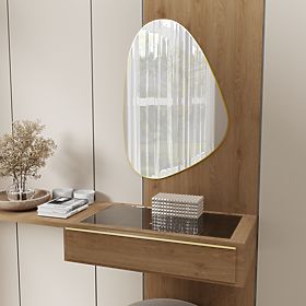 Závesné zrkadlo v zlatom ráme Libia, 76x51 cm, nepravidelný tvar